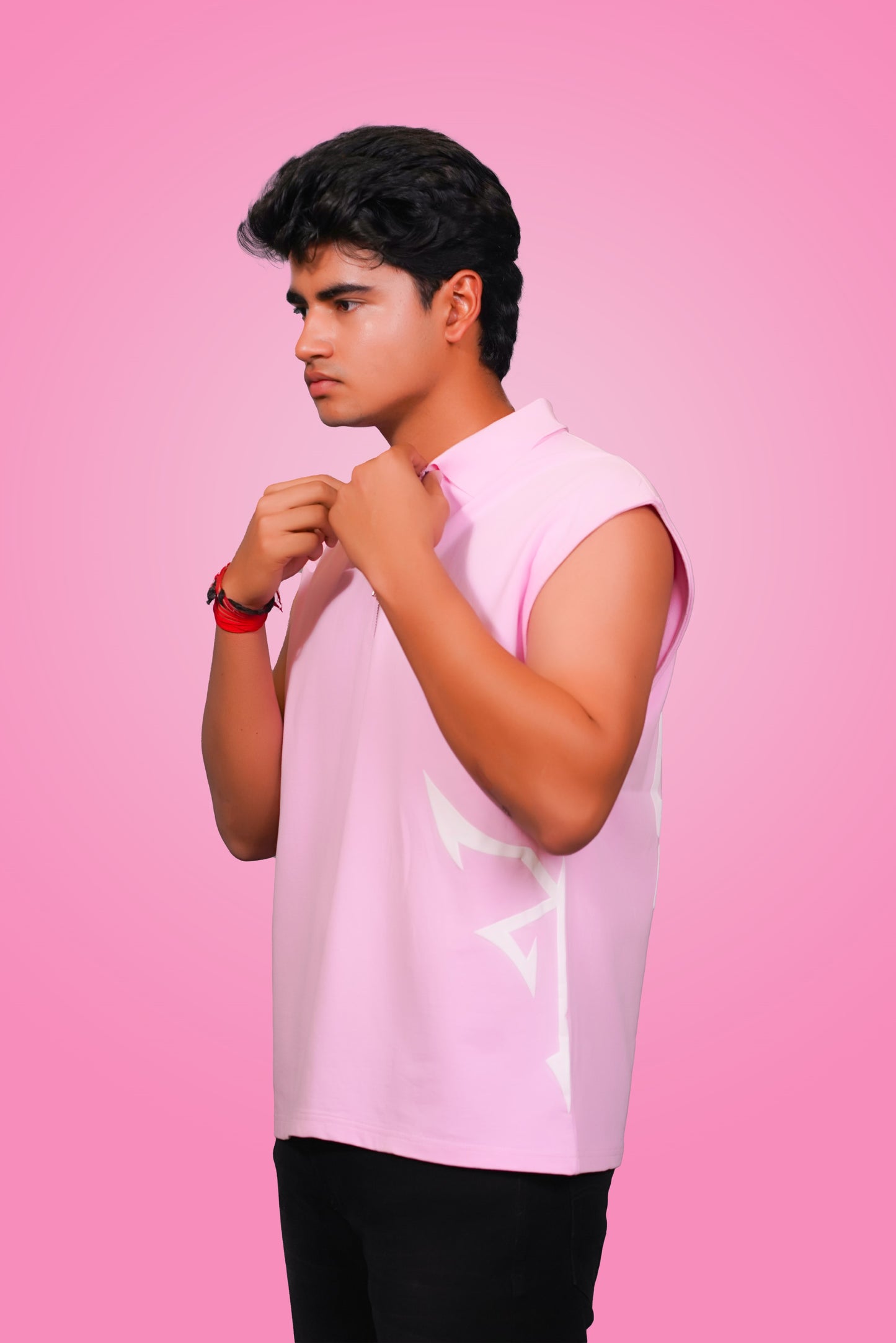 PINK SLEEVELESS POLO