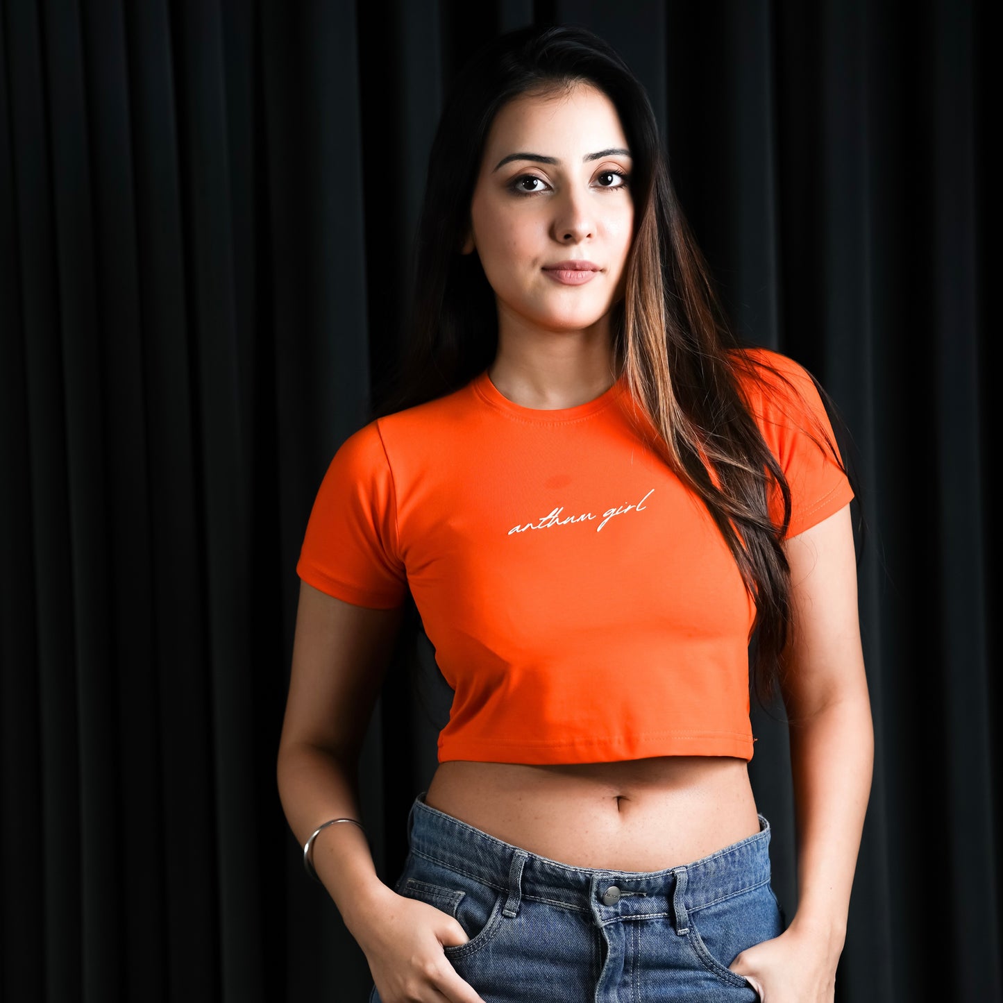 ANTHUM GIRL ORANGE CROP TOP