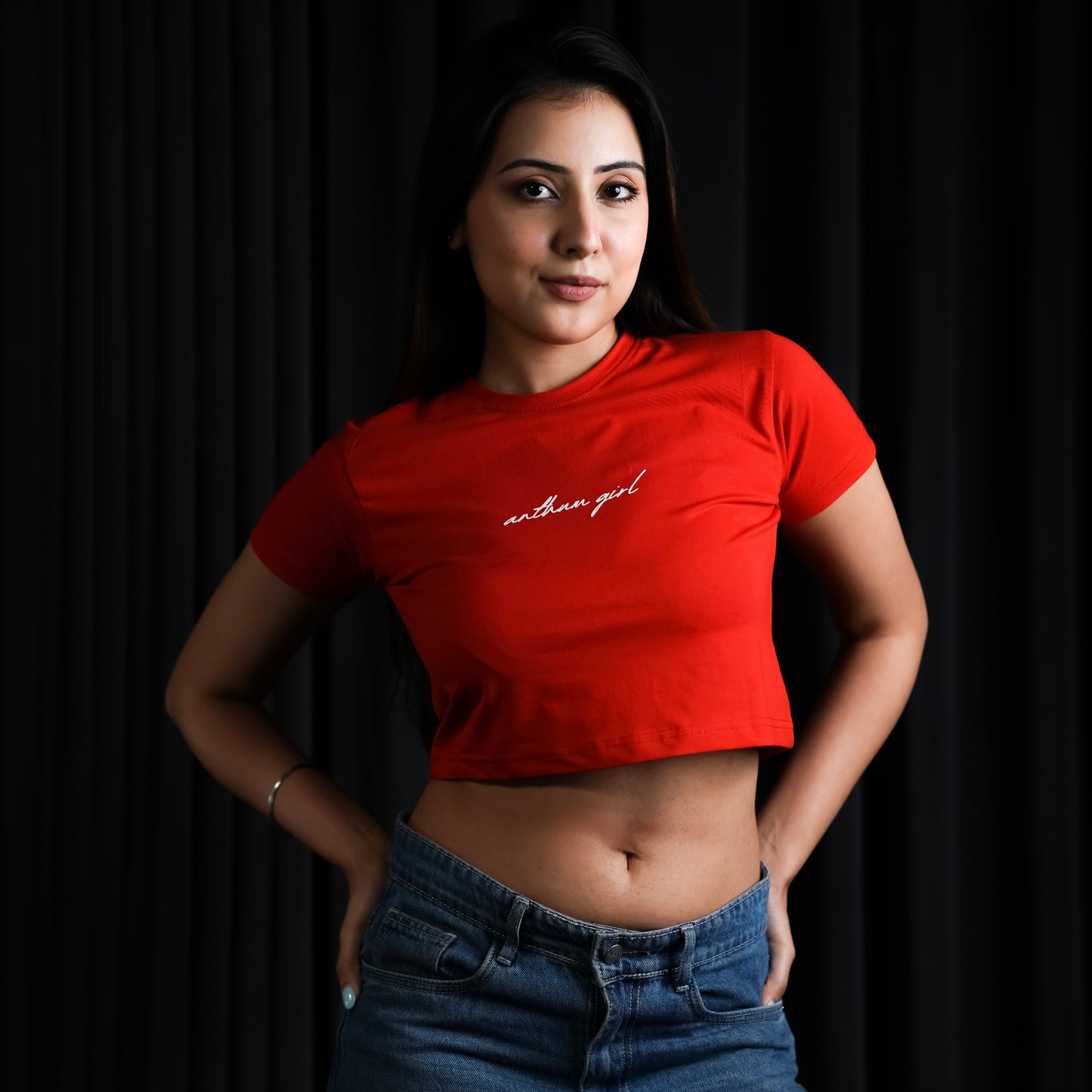 ANTHUM GIRL RED CROP TOP